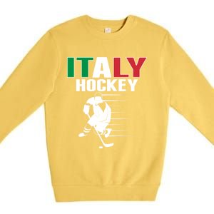 Italy Ice Hockey Fans Jersey Support Italian Hockey Team Great Gift Premium Crewneck Sweatshirt