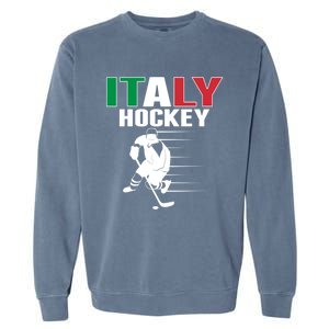 Italy Ice Hockey Fans Jersey Support Italian Hockey Team Great Gift Garment-Dyed Sweatshirt