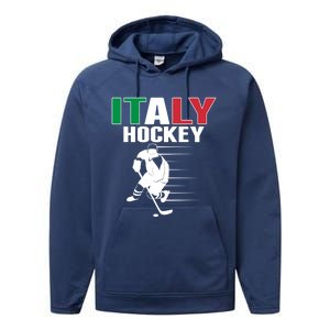 Italy Ice Hockey Fans Jersey Support Italian Hockey Team Great Gift Performance Fleece Hoodie