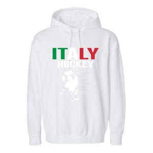 Italy Ice Hockey Fans Jersey Support Italian Hockey Team Great Gift Garment-Dyed Fleece Hoodie