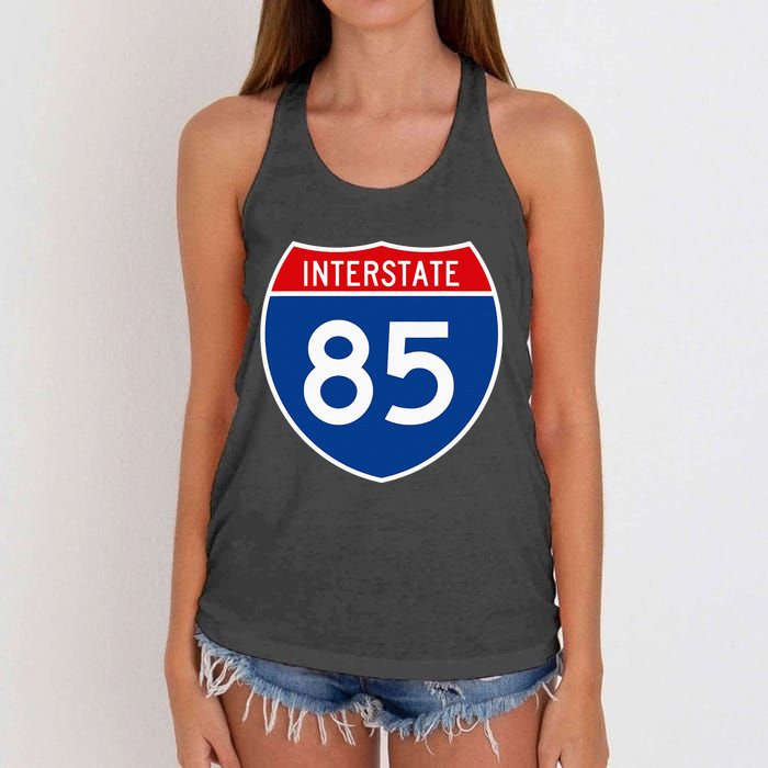 I85 Interstate Highway Shield Sign A2 Funny Women's Knotted Racerback Tank