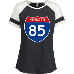 I85 Interstate Highway Shield Sign A2 Funny Enza Ladies Jersey Colorblock Tee