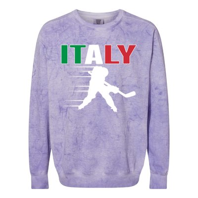 Italy Ice Hockey Fans Jersey Italian Hockey Team Supporter Gift Colorblast Crewneck Sweatshirt