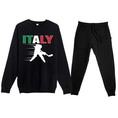 Italy Ice Hockey Fans Jersey Italian Hockey Team Supporter Gift Premium Crewneck Sweatsuit Set