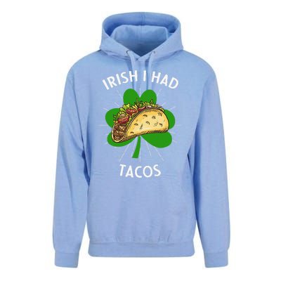 Irish I Had Tacos St Patricks Day Funny Tacos Lover Gift Unisex Surf Hoodie