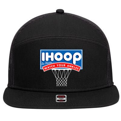 Ihoop I Hoop So Please Watch Your Ankles Classic Logo 7 Panel Mesh Trucker Snapback Hat