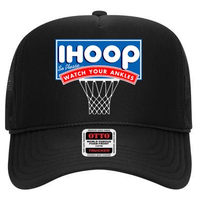 Ihoop I Hoop So Please Watch Your Ankles Classic Logo High Crown Mesh Back Trucker Hat