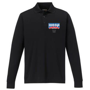 Ihoop I Hoop So Please Watch Your Ankles Classic Logo Performance Long Sleeve Polo