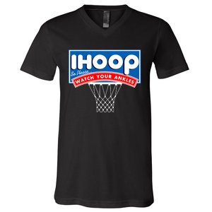 Ihoop I Hoop So Please Watch Your Ankles Classic Logo V-Neck T-Shirt