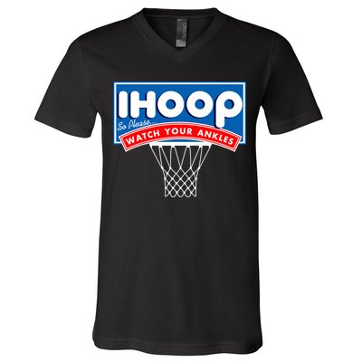 Ihoop I Hoop So Please Watch Your Ankles Classic Logo V-Neck T-Shirt
