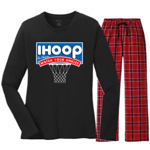 Ihoop I Hoop So Please Watch Your Ankles Classic Logo Women's Long Sleeve Flannel Pajama Set 