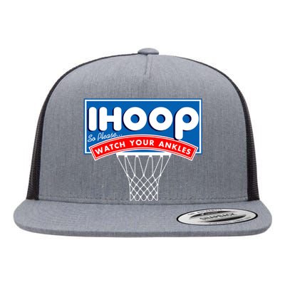 Ihoop I Hoop So Please Watch Your Ankles Classic Logo Flat Bill Trucker Hat