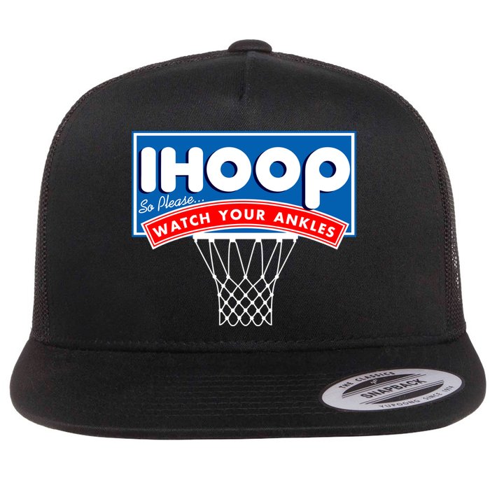 Ihoop I Hoop So Please Watch Your Ankles Classic Logo Flat Bill Trucker Hat