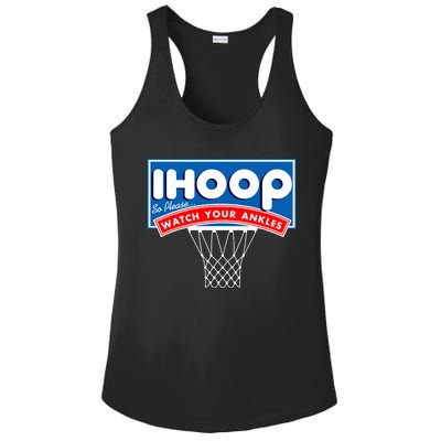 Ihoop I Hoop So Please Watch Your Ankles Classic Logo Ladies PosiCharge Competitor Racerback Tank