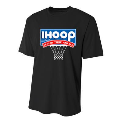 Ihoop I Hoop So Please Watch Your Ankles Classic Logo Youth Performance Sprint T-Shirt