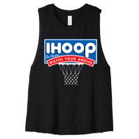 Ihoop I Hoop So Please Watch Your Ankles Classic Logo Women's Racerback Cropped Tank