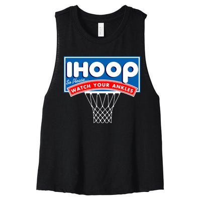 Ihoop I Hoop So Please Watch Your Ankles Classic Logo Women's Racerback Cropped Tank