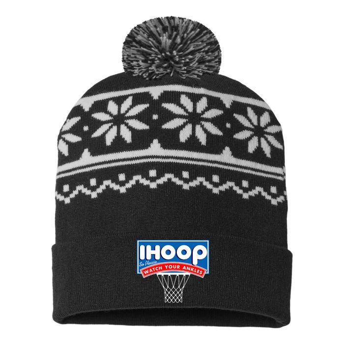 Ihoop I Hoop So Please Watch Your Ankles Classic Logo USA-Made Snowflake Beanie