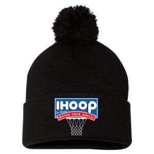 Ihoop I Hoop So Please Watch Your Ankles Classic Logo Pom Pom 12in Knit Beanie