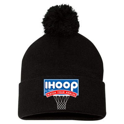 Ihoop I Hoop So Please Watch Your Ankles Classic Logo Pom Pom 12in Knit Beanie