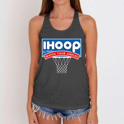 Ihoop I Hoop So Please Watch Your Ankles Classic Logo Women's Knotted Racerback Tank