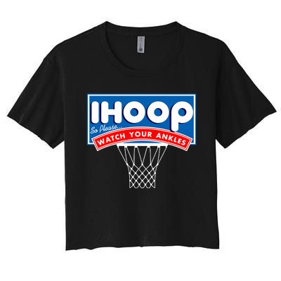 Ihoop I Hoop So Please Watch Your Ankles Classic Logo Women's Crop Top Tee