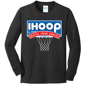 Ihoop I Hoop So Please Watch Your Ankles Classic Logo Kids Long Sleeve Shirt