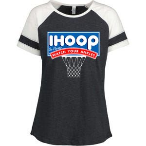 Ihoop I Hoop So Please Watch Your Ankles Classic Logo Enza Ladies Jersey Colorblock Tee