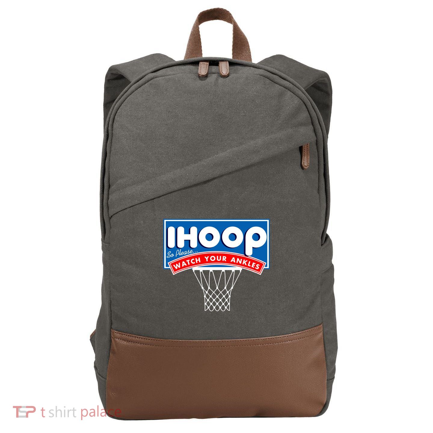 Ihoop I Hoop So Please Watch Your Ankles Classic Logo Cotton Canvas Backpack