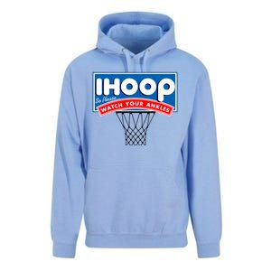 Ihoop I Hoop So Please Watch Your Ankles Classic Logo Unisex Surf Hoodie