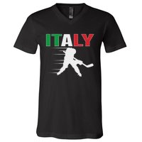 Italy Ice Hockey Fans Jersey Italian Hockey Team Supporter V-Neck T-Shirt