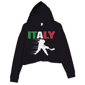 Italy Ice Hockey Fans Jersey Italian Hockey Team Supporter Crop Fleece Hoodie