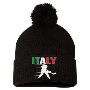 Italy Ice Hockey Fans Jersey Italian Hockey Team Supporter Pom Pom 12in Knit Beanie