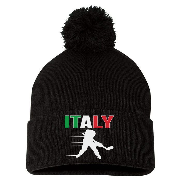 Italy Ice Hockey Fans Jersey Italian Hockey Team Supporter Pom Pom 12in Knit Beanie