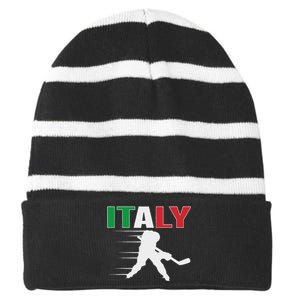 Italy Ice Hockey Fans Jersey Italian Hockey Team Supporter Striped Beanie with Solid Band