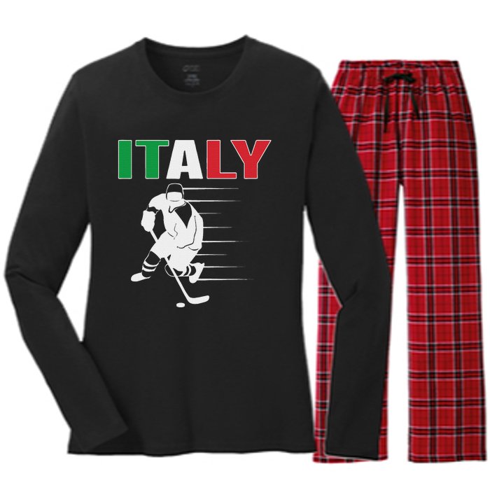 Italy Ice Hockey Fans Jersey Italian Hockey Team Supporter Women's Long Sleeve Flannel Pajama Set 