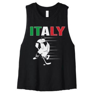 Italy Ice Hockey Fans Jersey Italian Hockey Team Supporter Women's Racerback Cropped Tank