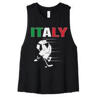 Italy Ice Hockey Fans Jersey Italian Hockey Team Supporter Women's Racerback Cropped Tank