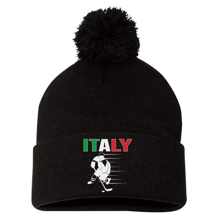 Italy Ice Hockey Fans Jersey Italian Hockey Team Supporter Pom Pom 12in Knit Beanie