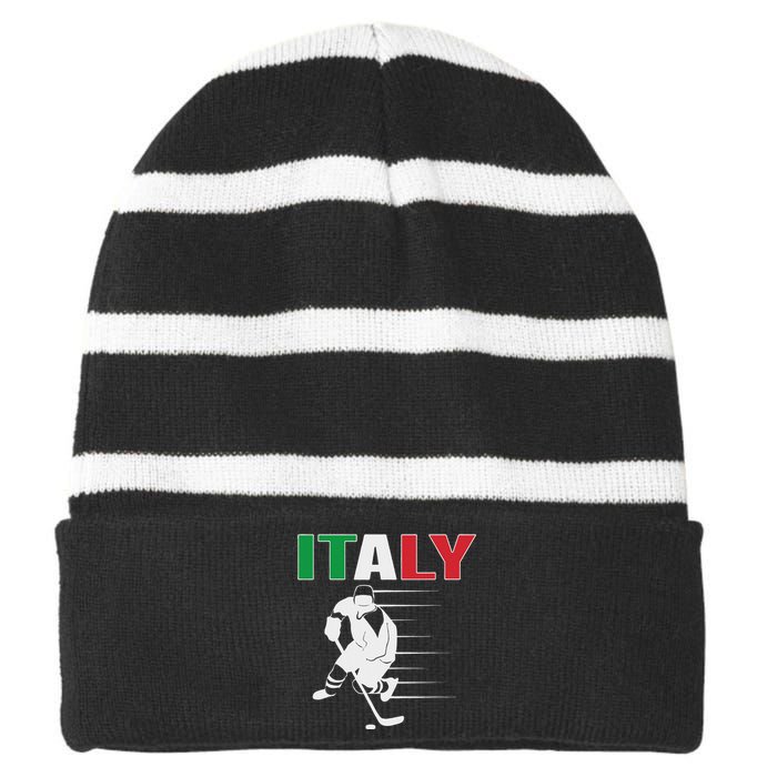 Italy Ice Hockey Fans Jersey Italian Hockey Team Supporter Striped Beanie with Solid Band