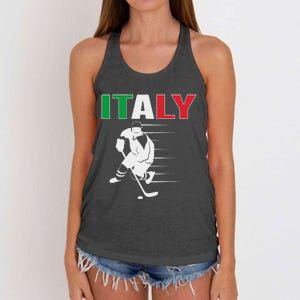 Italy Ice Hockey Fans Jersey Italian Hockey Team Supporter Women's Knotted Racerback Tank