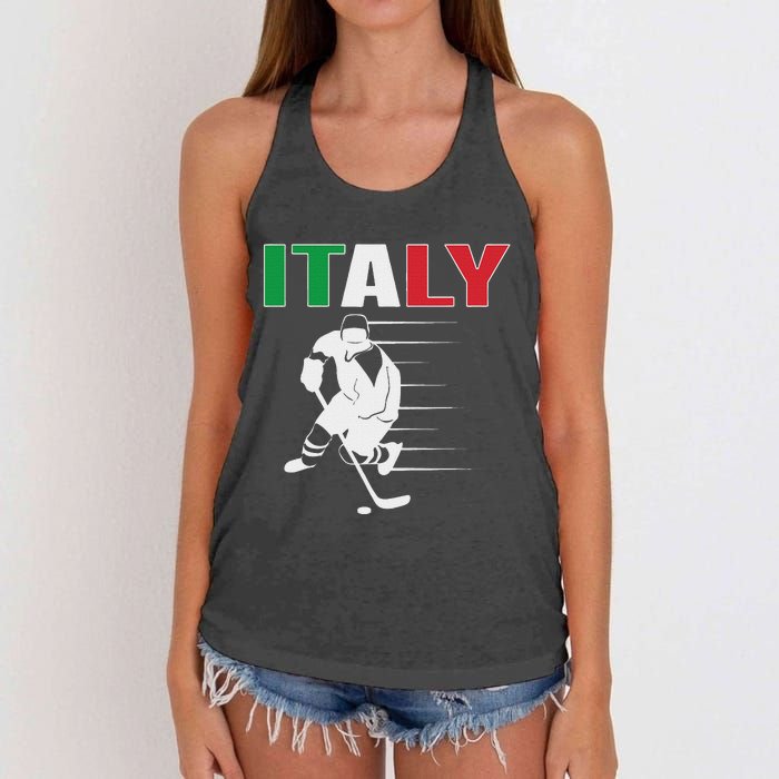 Italy Ice Hockey Fans Jersey Italian Hockey Team Supporter Women's Knotted Racerback Tank