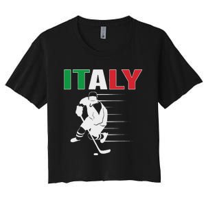 Italy Ice Hockey Fans Jersey Italian Hockey Team Supporter Women's Crop Top Tee