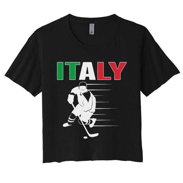 Italy Ice Hockey Fans Jersey Italian Hockey Team Supporter Women's Crop Top Tee