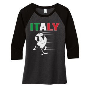 Italy Ice Hockey Fans Jersey Italian Hockey Team Supporter Women's Tri-Blend 3/4-Sleeve Raglan Shirt