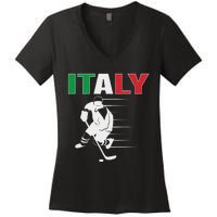 Italy Ice Hockey Fans Jersey Italian Hockey Team Supporter Women's V-Neck T-Shirt