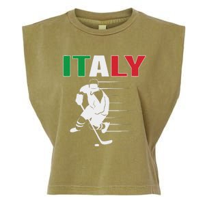 Italy Ice Hockey Fans Jersey Italian Hockey Team Supporter Garment-Dyed Women's Muscle Tee