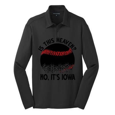 Is It Heaven No It's Iowa Baseball Lover Silk Touch Performance Long Sleeve Polo