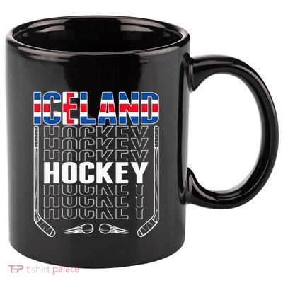 Iceland Ice Hockey Fans Jersey Icelandic Flag Hockey Stick 11oz C Handle Ceramic Mug