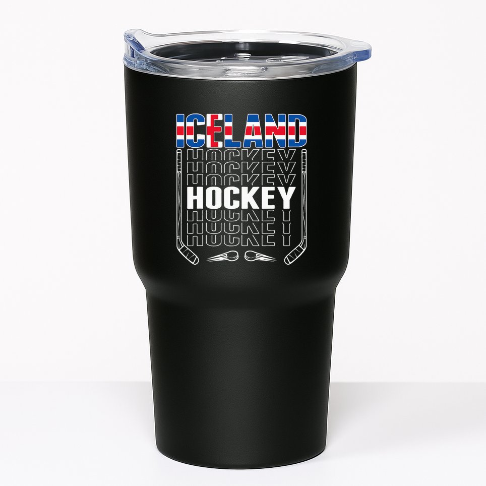 Iceland Ice Hockey Fans Jersey Icelandic Flag Hockey Stick Tumbler